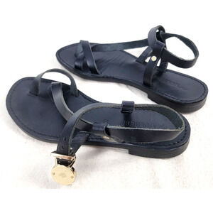 Mulberry Black Leather Gladiator Sandals Made in Italy Women's Size 37 6.5 US
